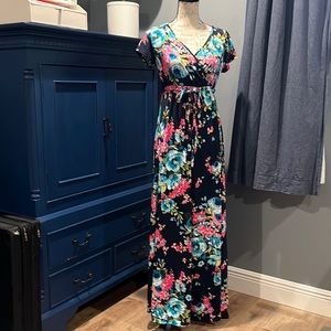 PinkBlush floral MATERNITY nursing dress long